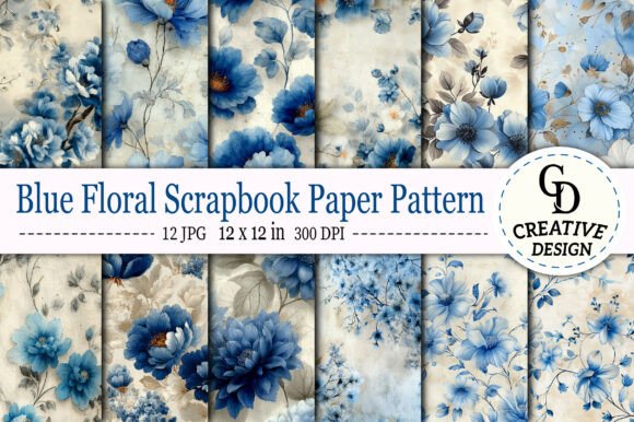 Download Blue Floral Scrapbook Paper Pattern - Scrapbook paper Collection