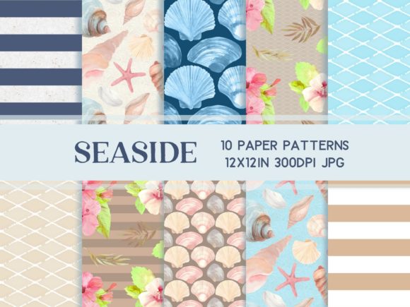 Download Beach Seashells Scrapbook Paper Set - Premium Bundle